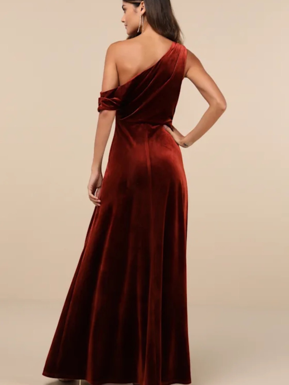 New Lulus Coveted 
Confidence Velvet Evening Gown in Deep Burgundy Sz XS - Picture 5 of 12